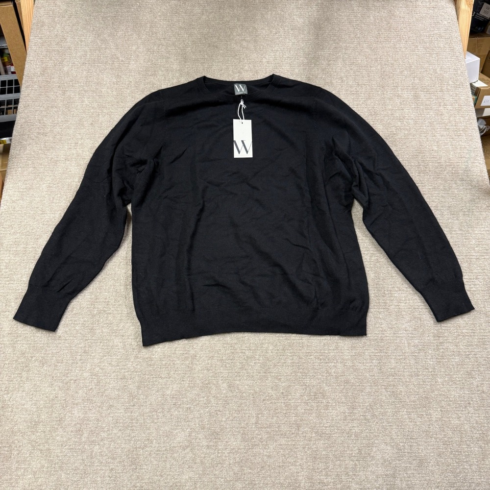 MSRP $44 Worthington Womens 1X Black Sweater Crew Neck Knit Pullover Top